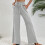 Calça chino feminina clássica de sarja elástica com corte reto 8