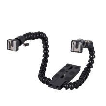 Flexible Dual Arm Hot Shoe Flash Bracket Mount Holder for Macro Shot Camera Accessories