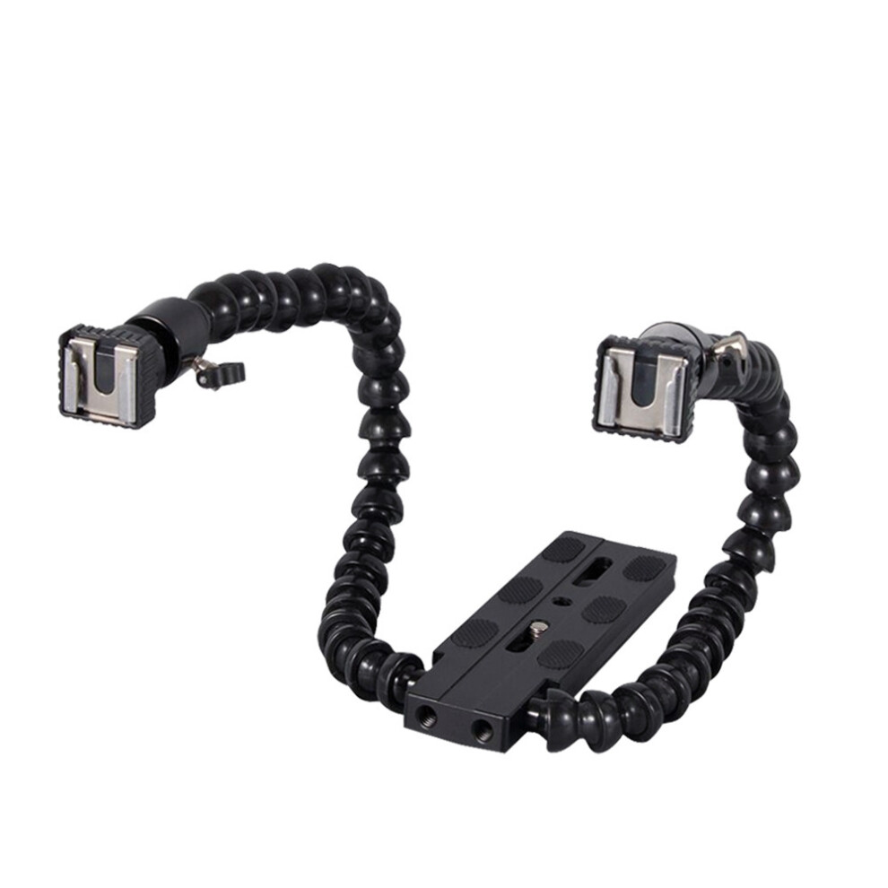 Flexible Dual Arm Hot Shoe Flash Bracket Mount Holder For Macro Shot Camera Accessories 6034120106124