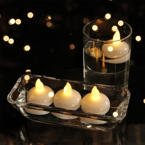 Conjunto de 12 velas flutuantes de LED brancas de 3,8 cm 2