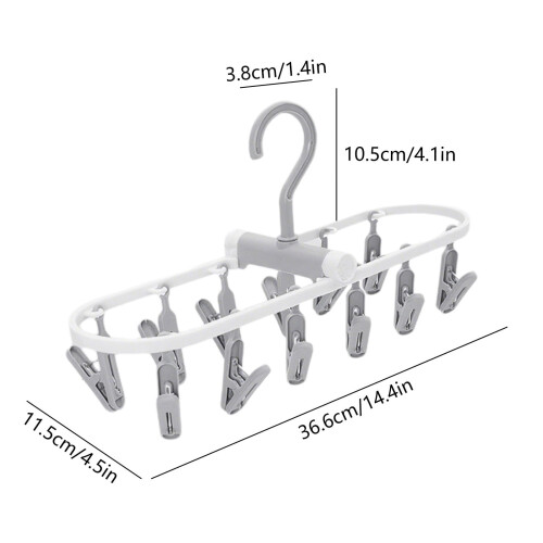 Étendoir à linge pliable avec 20 pinces rotatives, gris 2