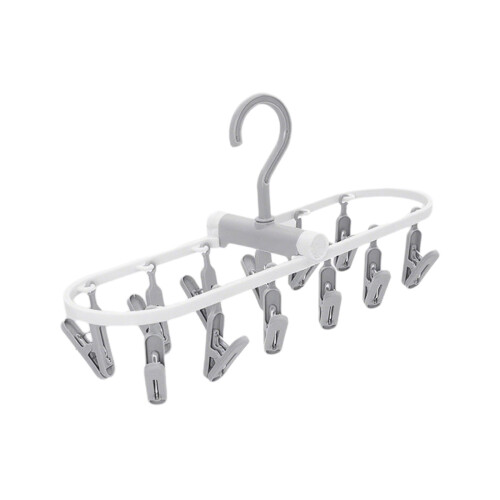 Étendoir à linge pliable avec 20 pinces rotatives, gris 1