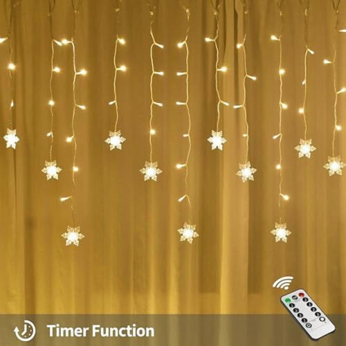 Snowflake Icicle Lights 13ft 18 Snowflakes 8 Modes 1