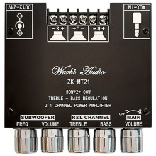 ZK-MT21 2x50W+100W 2.1 Channel Subwoofer Digital Power Amplifier Board AUX Stereo 5.0 Bass Amp APP Control