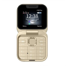 Flip Mobile Phone FM Radio Voice Blacklist Speed Dial Vibration 2SIM Card Small Display Foldable Phone(Gold)
