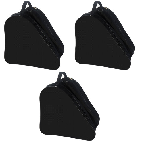 3Pcs Roller Skates Storage Pouch Black Durable Zippered Shoe Case 2