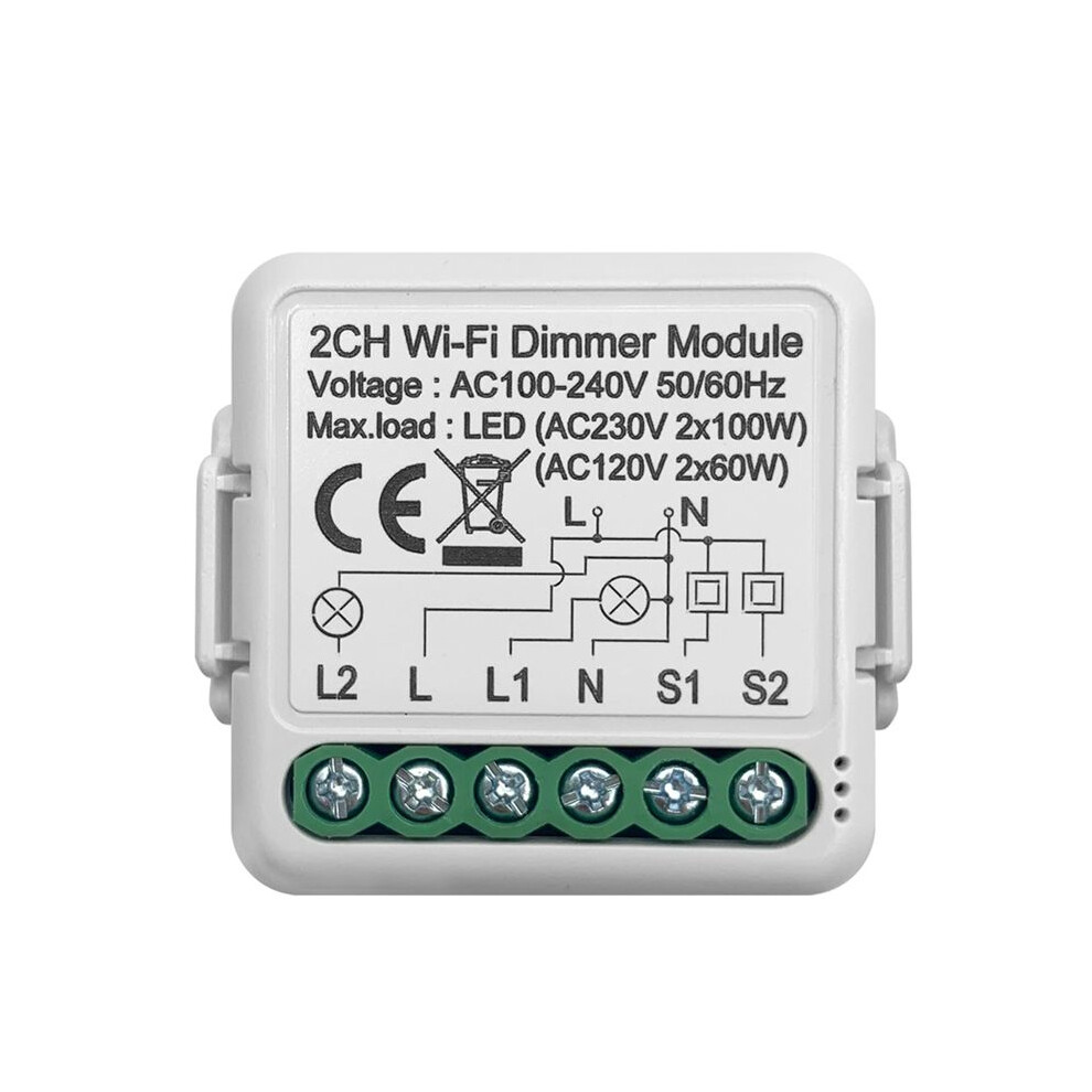 Tuya Wifi Dimmer Module 10A Support 2 Way Control 2 Gang Compatible For Home Alexa Life App 4713286599958
