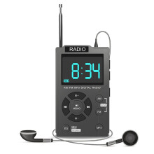 Portable Radio Pocket AM FM Digital Radio Stereo Receiver Auto-Search Channel TF Card MP3 Music Player European