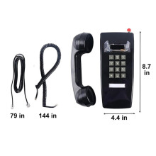 Classic Wall Phones for Landline with Mechanical Ringing, Single 2554 Wall Telephone with Voicemail Indicator,Black