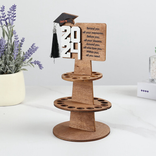 Ξύλινη Θήκη για Κάρτες Συγχαρητηρίων, Πορτοφόλι σε Στρώσεις, Κέικ με Χρήματα, 2