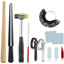 12-Piece Ring Gauge Set Rubber Jeweler'S Metal Finger Sizing Stick Wire Wrapping Ring Tool
