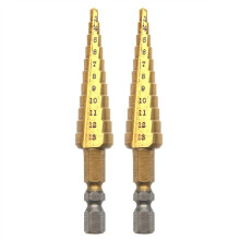 Lot de 2 Forets Étagés Hexagonaux Plaqués Titane de 3 à 13 mm, Outil de Perçage Multifonctionnel de Type Pagode et Foret Irrégulier