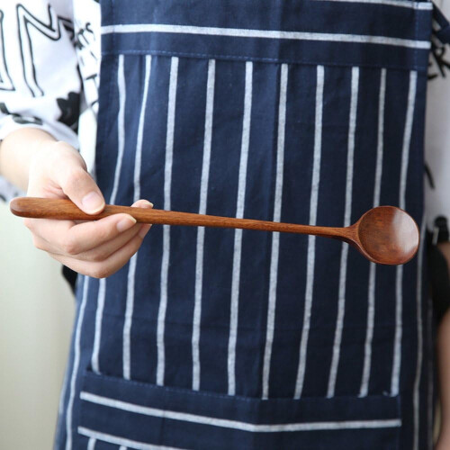 Conjunto de 5 colheres de sopa compridas de madeira em estilo coreano, com 27,7 cm (10,9 polegadas). 2