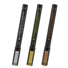 DSPIAE Canetas Marcadoras Metálicas Super Metálicas MKS Nas Cores Cromada Prateada, Titânio Dourado e Champagne para Pintura de Modelos Gundam (3