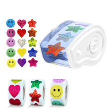 Manual Sticker Dispenser for Roll Stickers with 1500Pcs Stickers for Kids Reward,Behavior Chart,Student Teacher Supply A
