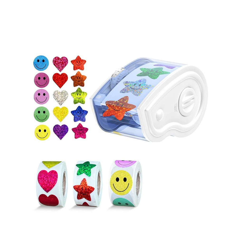 Manual Sticker Dispenser For Roll Stickers With 1500Pcs Stickers For Kids Reward,Behavior Chart,Student Teacher Supply A Tauoh