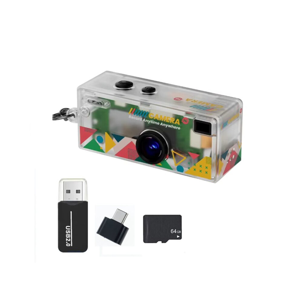 Keychain Thumb Camera 1080P Hd Video Recording 0.96Inch Lcd Display With 64G Card 130 Degree Wide Angle Lens A 4711174904723