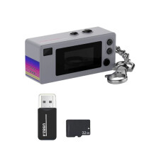 Thumb Camera 0.96Inch Action Retro Keychain Camera with 32G Card 1080P Very Small Camcorder Video Recorder Gray
