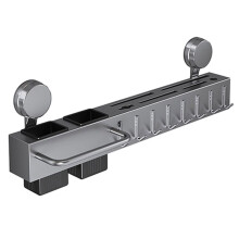 Organizador de Pratos com Ventosa - Suporte Multiuso para Utensílios de Cozinha em Plástico ABS com Ganchos e Móvel para Panelas, Frigideiras e