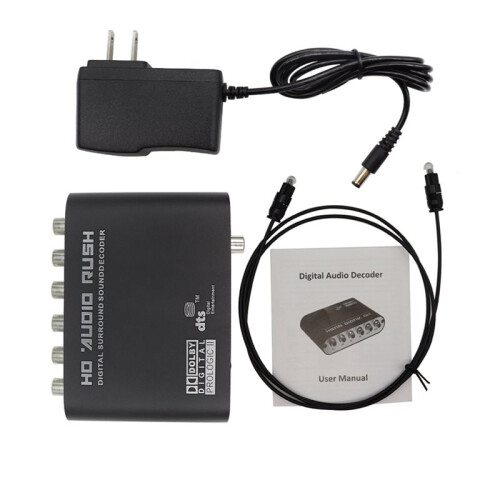 5.1 Channel HD Audio Decoder SPDIF Coaxial to 6RCA DTS AC3 Optical Digital Amplifier Analog DAC Adapter US Plug
