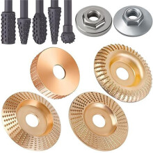 4 PCS Wood Carving Disc Set+5PCS Rotary Burr Rasp Tool Set,4" or 4 1/2" Angle Grinder with 7/8" Arbor, for Wood Grinding