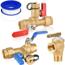 Kit Valvola di Servizio per Scaldabagno Senza Serbatoio IPS Isolatore da 3/4 di Pollice, con Valvola di Sicurezza, Struttura In Ottone Pulito