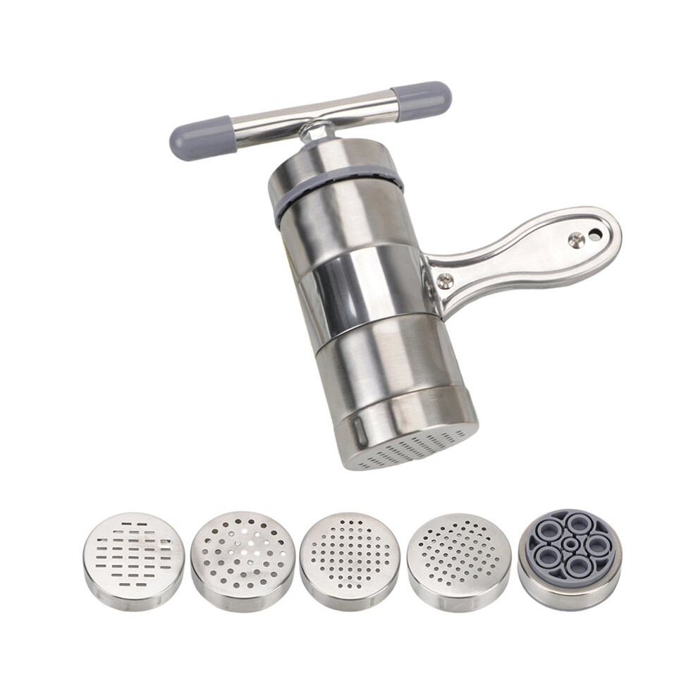 Photos - Electric Toothbrush Press Pasta Machine Multifunctional Stainless Steel Manual Maker Fruits Juicer with 5 Pressing Moulds Making Spaghetti