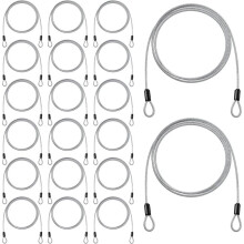 Verpakking van 20 Kabelsloten, 1,5 Meter X 3 mm Stalen Veiligheidskabelslot met Dubbele Lussen voor Bagage, U-Slot, Hangslot en Buitengebruik