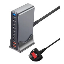 Cargador Rápido GaN PD3.1 de 10 Puertos y 800 W con Puerto USB C Tipo C para Múltiples Dispositivos. Enchufe Británico.