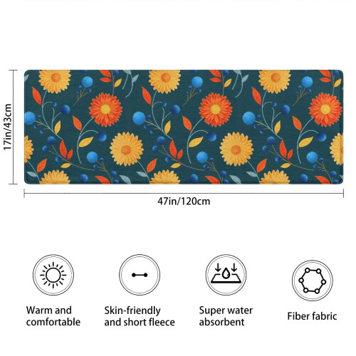 Χαλί μπάνιου Pioneer Flower Floral, αντιολισθητικό χαλάκι μικροϊνών με επένδυση από 2