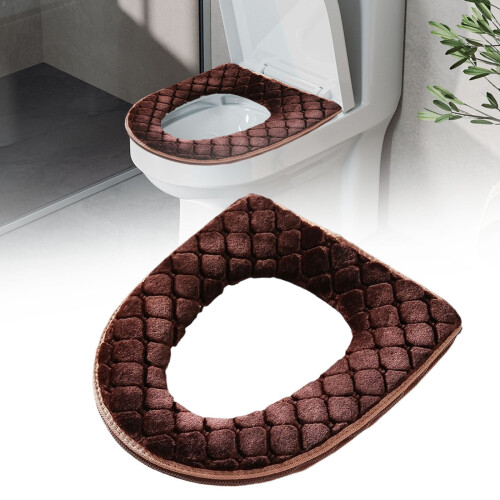 Flanell-Toilettensitzbezug, braun, Universalgröße, waschbar 1