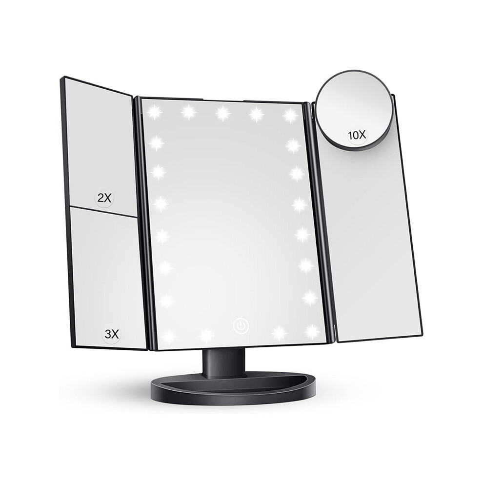 Makeup Mirror Vanity with Lights, 2X 3X 10X Magnification, Lighted Mirror, Touch Control, Portable LED