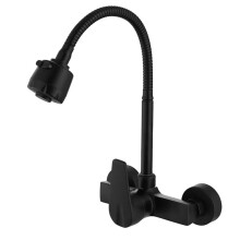 Wall Mounted Kitchen Faucet with 360 Degree Rotating Sprayer, Hot and Cold Water