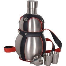 Gourde en Acier Inoxydable en Forme de Calebasse pour Vin ou Whisky avec Dragonne Noire (1500 Ml)