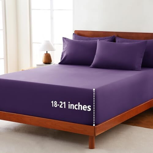 Σετ σεντόνια Extra Deep Pocket Cal King (6 τεμάχια), χωράει στρώματα έως 21", αναπνεύσιμα 2