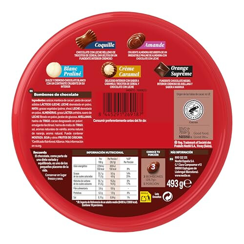 CAJA ROJA Bombones de chocolate con leche Lata 493g 1