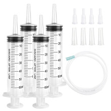60-Ml-Kunststoffspritzen-Set mit 101,6 cm Schlauch - Vielseitiges, Steriles Spritzen-Set Zur Flüssigkeitsdosierung, 4er-Pack
