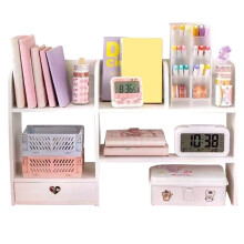 Double-Layer Desktop Organizer Rack Stationery Office Desk Accessories Desktop Cosmetics Organizers Storage Shelf
