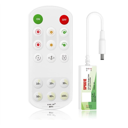 LED Light Controller, RF WiFi  Remote Dimmer for Single Color LED Strip Lights,17-Key  Remote Controller