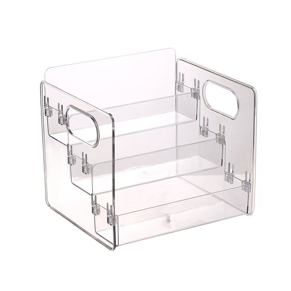 Transparent Three-Tier Ladder Perfume Display Shelf Desktop Bathroom Cosmetic Organizer Dresser Store Storage Box