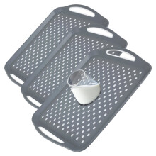 Non Slip Food Serving Tray with Non-Slip Handle Rectangle Gripping Nubs Food Trays Shatterproof Plastic Dinner Trays 3pc