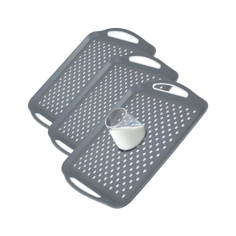 Non Slip Food Serving Tray With Non-Slip Handle Rectangle Gripping Nubs Food Trays Shatterproof Plastic Dinner Trays 3Pc 6031926683897