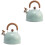 2Pcs Convenient Olive Green Stainless Steel Boiling Kettle for Kitchen 5