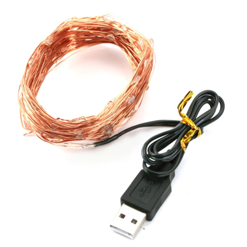 2/5/10m αδιάβροχο χάλκινο καλώδιο 5V USB LED φως νεράιδας διακόσμηση γάμου (ζεστό λευκό, 2