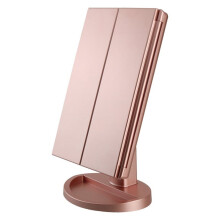 Specchio per il Trucco con Luci, Ingrandimento 2X 3X 10X, Controllo Touch, Specchio A Tre Ante, Doppio Alimentatore C