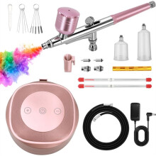 Kit de Aerógrafo con Compresor de Aire, 48 PSI, 10 L/Min, Alta Presión, con Juegos de Limpieza de 0,3/0,5 mm, Enchufe UE B
