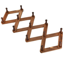 Vintage Wood Expandable Peg Rack- Multi-Purpose Accordion Wall Hangers for Hats, Coat, Mugs, Scarf, Jewelry Storage