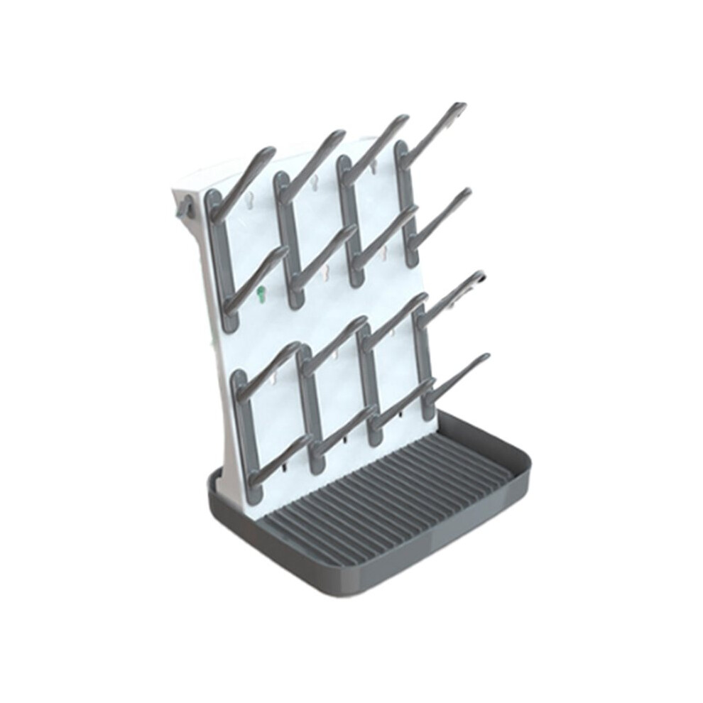 Baby Bottle Drying Rack,Vertical Space Saving Countertop Holder-Capacity For 16 Bottles,Baby Accessories Organizer Gray Tauoh