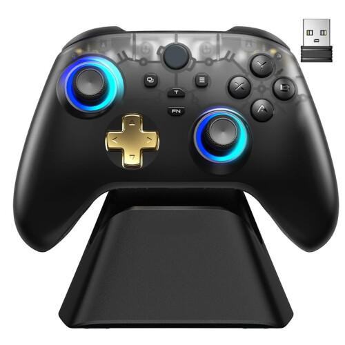 D05 Wireless Controller Charging Dock Gamepad for /Phone/Steam/TV/PC with Hall Effect Joystick Trigger Black
