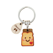 Wooden Keychain, Resin Cookie, Bread, and Cake Pendant, Cute Bread and Cartoon Ornament.